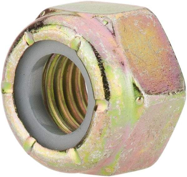 Value Collection - 5/16-24 UNF Grade 8 Hex Lock Nut with Nylon Insert - 1/2" Width Across Flats, 23/64" High, Zinc Yellow Dichromate Finish - Eagle Tool & Supply