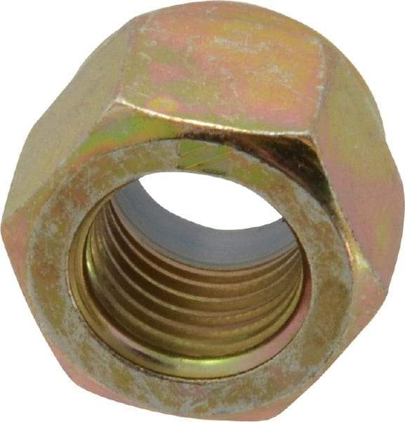 Value Collection - 3/8-24 UNF Grade 8 Hex Lock Nut with Nylon Insert - 9/16" Width Across Flats, 15/32" High, Zinc Yellow Dichromate Finish - Eagle Tool & Supply