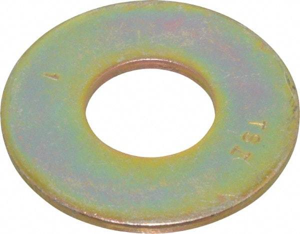 Value Collection - 1" Screw, Grade 8 Steel USS Flat Washer - 1-1/16" ID x 2-1/2" OD, 11/64" Thick, Zinc Yellow Dichromate Finish - Eagle Tool & Supply