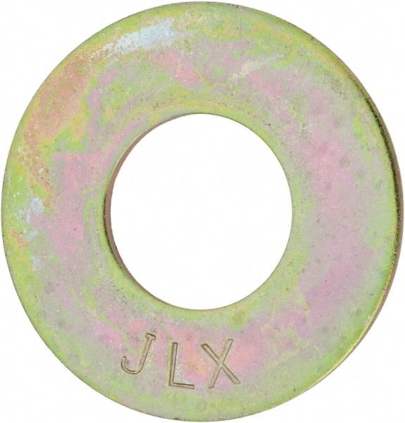 Value Collection - 1-1/4" Screw, Grade 8 Steel USS Flat Washer - 1-3/8" ID x 3" OD, 11/64" Thick, Zinc Yellow Dichromate Finish - Eagle Tool & Supply
