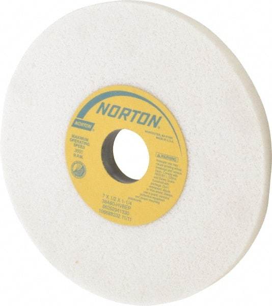 Norton - 7" Diam x 1-1/4" Hole x 1/2" Thick, H Hardness, 60 Grit Surface Grinding Wheel - Aluminum Oxide, Type 1, Medium Grade, 3,600 Max RPM, Vitrified Bond, No Recess - Eagle Tool & Supply