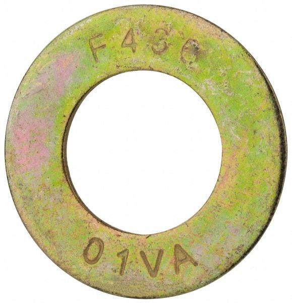 Value Collection - 1-1/4" Screw, Grade 8 Steel SAE Flat Washer - 1-3/8" ID x 2-1/2" OD, 5/32" Thick, Zinc Yellow Dichromate Finish - Eagle Tool & Supply