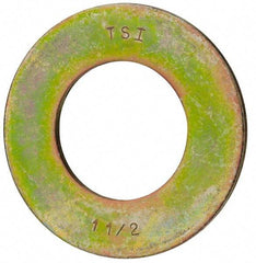Value Collection - 1-1/2" Screw, Grade 8 Steel SAE Flat Washer - 1-9/16" ID x 3" OD, 5/32" Thick, Zinc Yellow Dichromate Finish - Eagle Tool & Supply