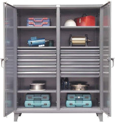 Strong Hold - 6 Shelf 10 Bin Locking Storage Cabinet - Steel, 72" Wide x 24" Deep x 78" High, Dark Gray - Eagle Tool & Supply