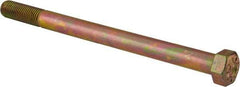 Made in USA - 7/8-9 UNC, 12" Length Under Head Hex Head Cap Screw - Partially Threaded, Grade L9 Alloy Steel, Zinc Yellow Dichromate Finish, 1-5/16" Hex - Eagle Tool & Supply