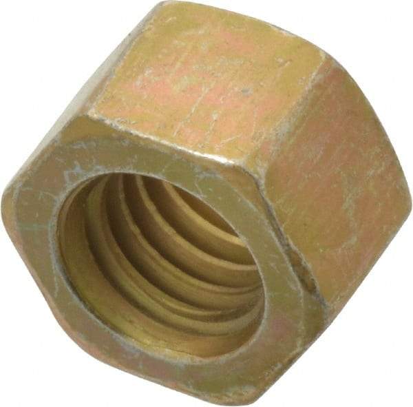 Value Collection - 3/8-16 UNC Steel Right Hand Hex Nut - 9/16" Across Flats, 21/64" High, Zinc Yellow Dichromate Cad & Waxed Finish - Eagle Tool & Supply