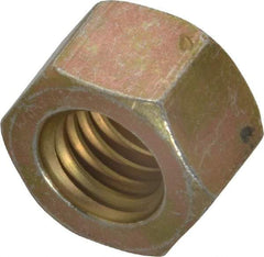 Value Collection - 7/16-14 UNC Steel Right Hand Hex Nut - 11/16" Across Flats, 3/8" High, Zinc Yellow Dichromate Cad & Waxed Finish - Eagle Tool & Supply