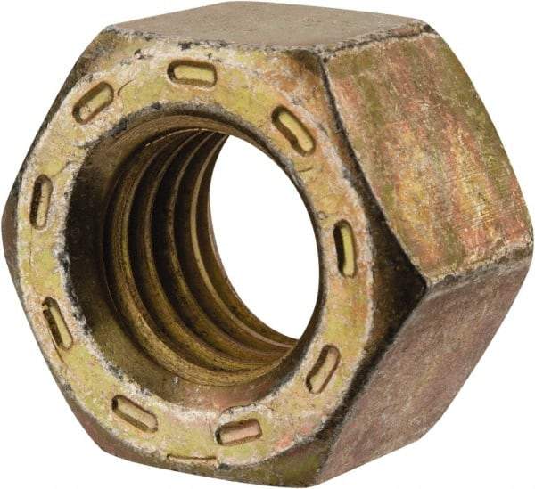 Made in USA - 9/16-12 UNC Steel Right Hand Hex Nut - 7/8" Across Flats, 31/64" High, Zinc Yellow Dichromate Cad & Waxed Finish - Eagle Tool & Supply