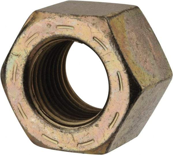 Made in USA - 9/16-18 UNF Steel Right Hand Hex Nut - 7/8" Across Flats, 31/64" High, Zinc Yellow Dichromate Cad & Waxed Finish - Eagle Tool & Supply