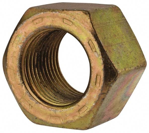 Value Collection - 7/8-14 UNF Steel Right Hand Hex Nut - 1-5/16" Across Flats, 3/4" High, Zinc Yellow Dichromate Cad & Waxed Finish - Eagle Tool & Supply