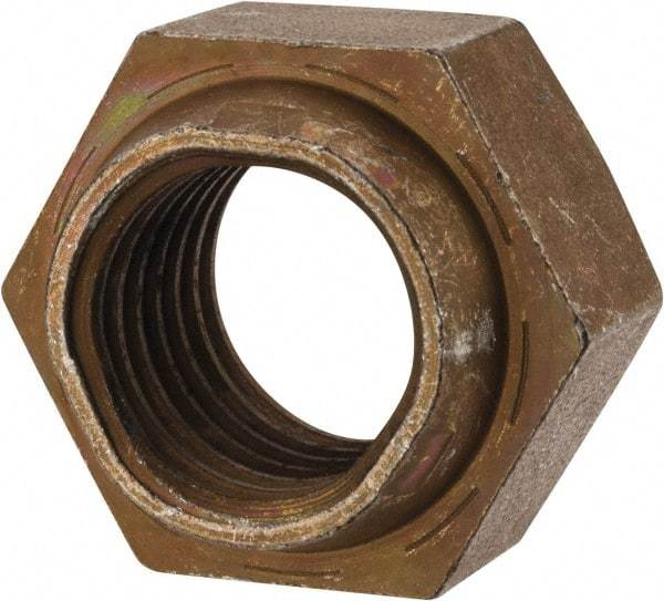 Made in USA - 1-8 UNC Grade L9 Hex Lock Nut with Distorted Thread - 1-1/2" Width Across Flats, Cadmium Dichromate Finish - Eagle Tool & Supply