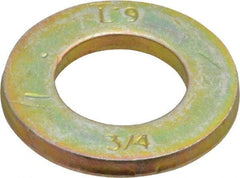 Value Collection - 3/4" Screw, Grade 9 Steel SAE Flat Washer - Zinc Yellow Dichromate Finish - Eagle Tool & Supply