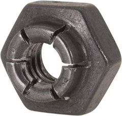 Flex-Loc - 1/4-20 UNC Grade 2 Heavy Hex Lock Nut with Expanding Flex Top - 19/64" High, Uncoated, Meets Military Specifications - Eagle Tool & Supply