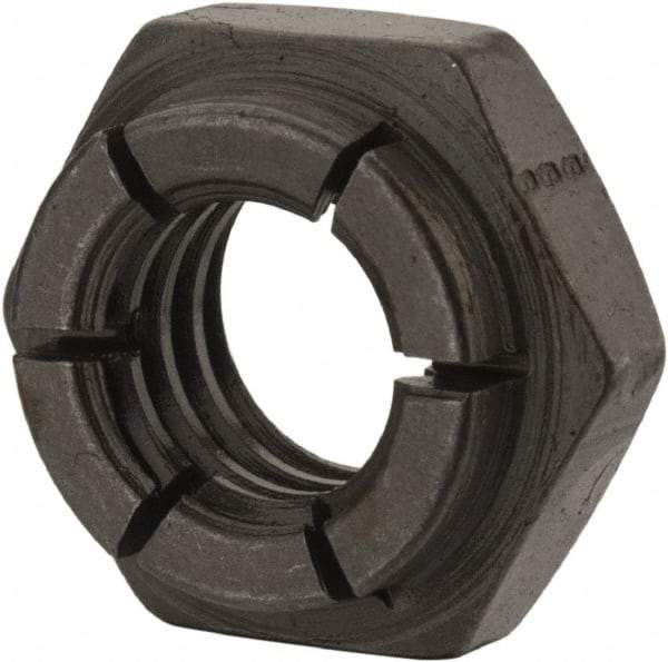 Flex-Loc - 3/8-16 UNC Grade 2 Heavy Hex Lock Nut with Expanding Flex Top - 9/32" High, Uncoated, Meets Military Specifications - Eagle Tool & Supply