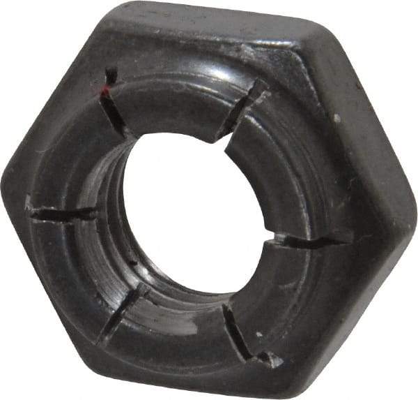 Flex-Loc - 7/16-14 UNC Grade 2 Heavy Hex Lock Nut with Expanding Flex Top - 21/64" High, Uncoated, Meets Military Specifications - Eagle Tool & Supply