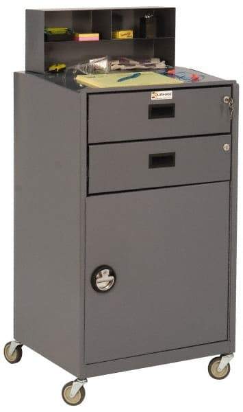 Durham - 2 Drawer, 1 Door Mobile Shop Desk - 23" Wide x 20" Deep x 48" High, Gray - Eagle Tool & Supply