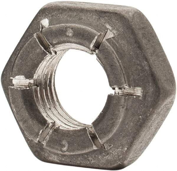 Flex-Loc - 1/4-28 UNJF 18-8 Hex Lock Nut with Expanding Flex Top - 7/32" High, Uncoated, Meets Military Specifications - Eagle Tool & Supply