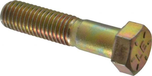 Value Collection - 1/2-13 UNC, 2-1/4" Length Under Head Hex Head Cap Screw - Partially Threaded, Grade 8 Alloy Steel, Zinc-Plated Finish, 3/4" Hex - Eagle Tool & Supply