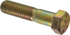 Value Collection - 1/2-13 UNC, 2-1/4" Length Under Head Hex Head Cap Screw - Partially Threaded, Grade 8 Alloy Steel, Zinc-Plated Finish, 3/4" Hex - Eagle Tool & Supply