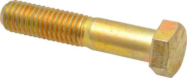 Value Collection - 1/2-13 UNC, 2-1/2" Length Under Head Hex Head Cap Screw - Partially Threaded, Grade 8 Alloy Steel, Zinc-Plated Finish, 3/4" Hex - Eagle Tool & Supply