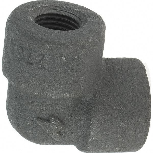 Made in USA - Size 1/4", Class 3,000, Forged Carbon Steel Black Pipe 90° Elbow - 3,000 psi, Threaded End Connection - Eagle Tool & Supply
