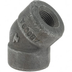 Made in USA - Size 3/8", Class 3,000, Forged Carbon Steel Black Pipe 45° Elbow - 3,000 psi, Threaded End Connection - Eagle Tool & Supply