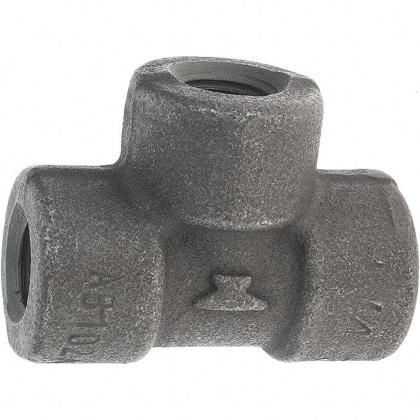 Made in USA - Size 1/4", Class 3,000, Forged Carbon Steel Black Pipe Tee - 3,000 psi, Threaded End Connection - Eagle Tool & Supply