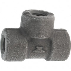 Made in USA - Size 1/4", Class 3,000, Forged Carbon Steel Black Pipe Tee - 3,000 psi, Threaded End Connection - Eagle Tool & Supply