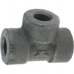 Made in USA - Size 3/8", Class 3,000, Forged Carbon Steel Black Pipe Tee - 3,000 psi, Threaded End Connection - Eagle Tool & Supply