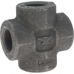 Made in USA - Size 1", Class 3,000, Forged Carbon Steel Black Pipe Cross - 3,000 psi, Threaded End Connection - Eagle Tool & Supply