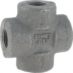 Made in USA - Size 1/2", Class 3,000, Forged Carbon Steel Black Pipe Cross - 3,000 psi, Threaded End Connection - Eagle Tool & Supply
