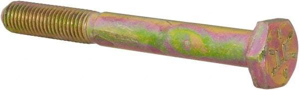 Value Collection - 1/4-28 UNF, 2-1/4" Length Under Head Hex Head Cap Screw - Partially Threaded, Grade 8 Alloy Steel, Zinc-Plated Finish, 7/16" Hex - Eagle Tool & Supply