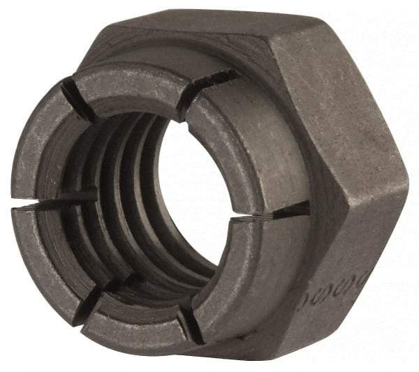 Flex-Loc - 7/16-14 UNC Grade 2 Hex Lock Nut with Expanding Flex Top - Uncoated, Meets Military Specifications - Eagle Tool & Supply