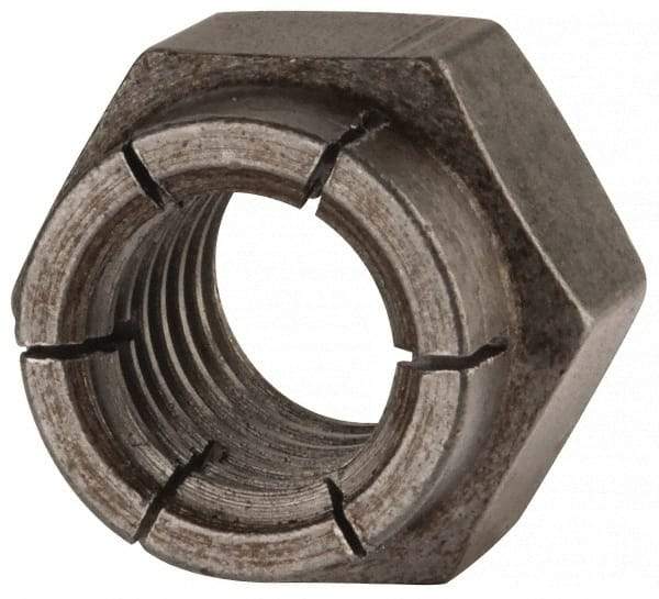 Flex-Loc - 1/2-13 UNC Grade 2 Hex Lock Nut with Expanding Flex Top - 3/4" Width Across Flats, 39/64" High, Uncoated - Eagle Tool & Supply