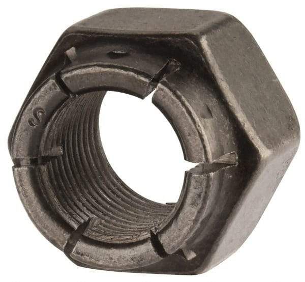 Flex-Loc - 5/8-18 UNJF Grade 2 Hex Lock Nut with Expanding Flex Top - 15/16" Width Across Flats, Uncoated, Meets Military Specifications - Eagle Tool & Supply