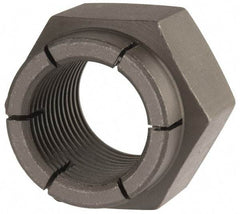 Flex-Loc - 1-12 UNJF Grade 2 Hex Lock Nut with Expanding Flex Top - 1-7/16" Width Across Flats, Uncoated, Meets Military Specifications - Eagle Tool & Supply