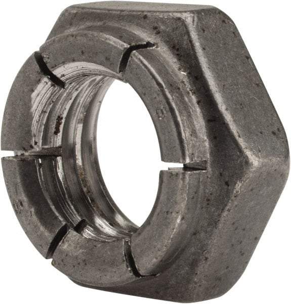 Flex-Loc - 1/2-13 UNC Grade 2 Hex Lock Nut with Expanding Flex Top - 21/64" High, Uncoated, Meets Military Specifications - Eagle Tool & Supply