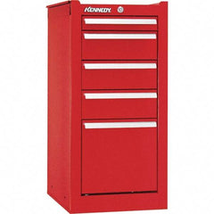 Kennedy - 5 Drawer Red Side Cabinet - 13-5/8" Wide x 29" High x 20" Deep, Use with 29" Wide Roller Cabinet - Eagle Tool & Supply
