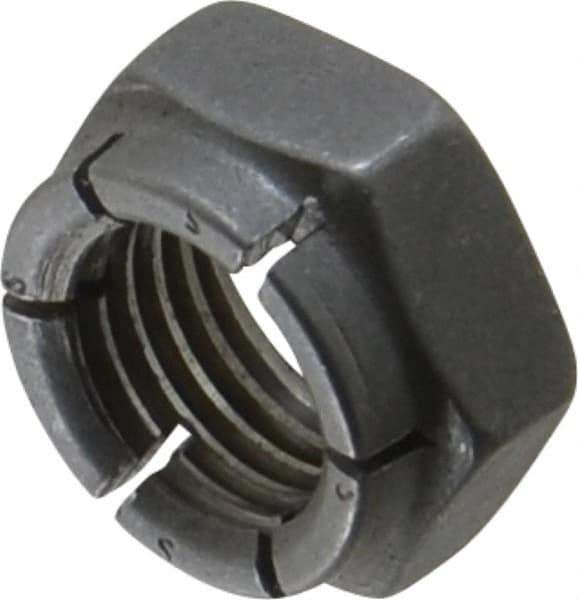 Flex-Loc - 7/16-20 UNJF Grade 2 Hex Lock Nut with Expanding Flex Top - 21/64" High, Uncoated, Meets Military Specifications - Eagle Tool & Supply