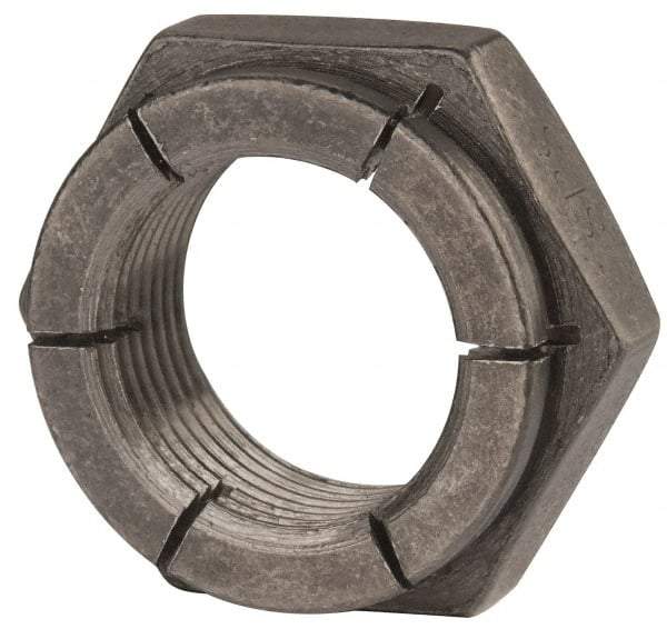 Flex-Loc - 1-14 UNJS Grade 2 Hex Lock Nut with Expanding Flex Top - 1-7/16" Width Across Flats, Uncoated, Meets Military Specifications - Eagle Tool & Supply