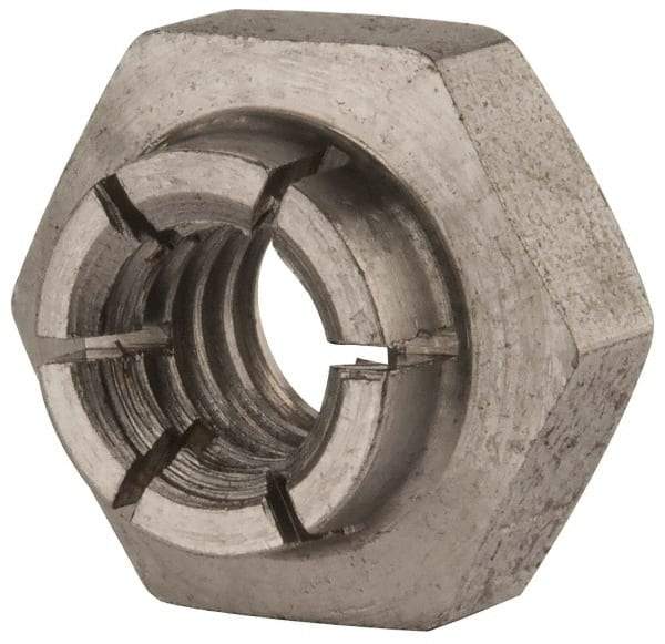 Flex-Loc - 1/4-20 UNC 18-8 Heavy Hex Lock Nut with Expanding Flex Top - Uncoated, Meets Military Specifications - Eagle Tool & Supply