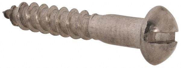 Value Collection - #8, 1" Length Under Head, Slotted Drive, Round Head Wood Screw - Stainless Steel, Grade 18-8 - Eagle Tool & Supply