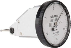 Mitutoyo - 0.03 Inch Range, 0.0005 Inch Dial Graduation, Vertical Dial Test Indicator - 1.5748 Inch White Dial, 0-15-0 Dial Reading, Accurate to 0.0005 Inch - Eagle Tool & Supply