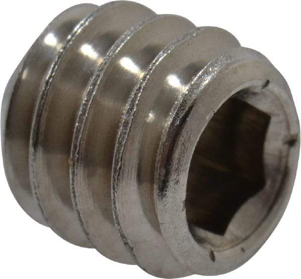 Value Collection - 1/4-20 UNC, 1/4" OAL, Cup Point Set Screw - Grade 316 Stainless Steel, 1/8" Key - Eagle Tool & Supply