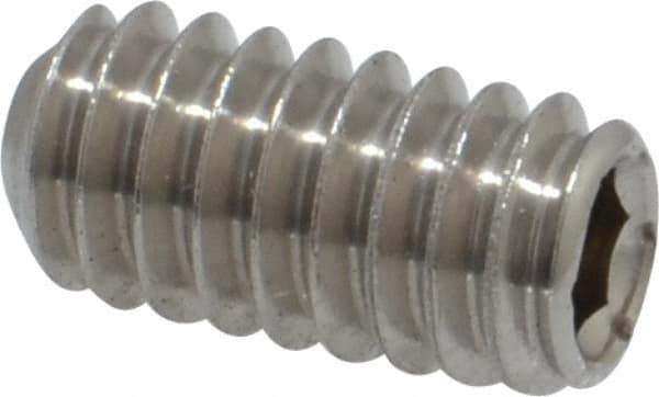 Value Collection - 1/4-20 UNC, 1/2" OAL, Cup Point Set Screw - Grade 316 Stainless Steel, 1/8" Key - Eagle Tool & Supply
