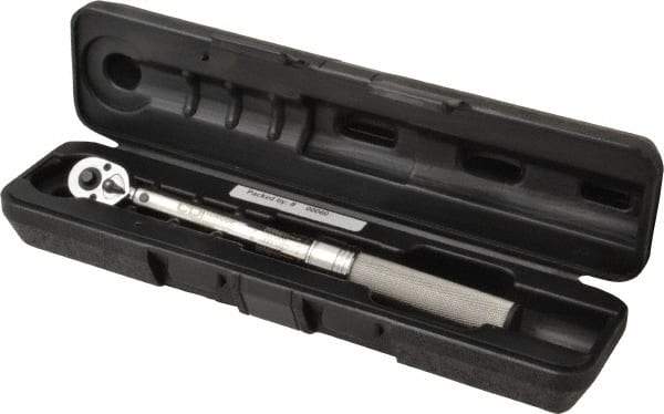 CDI - 1/4" Drive Micrometer Torque Wrench - 2.8 N/m to 15 N/m Torque, 10-5/32" OAL, 0.12 N/m Graduation, Ratcheting with Reverse Lever Head - Eagle Tool & Supply