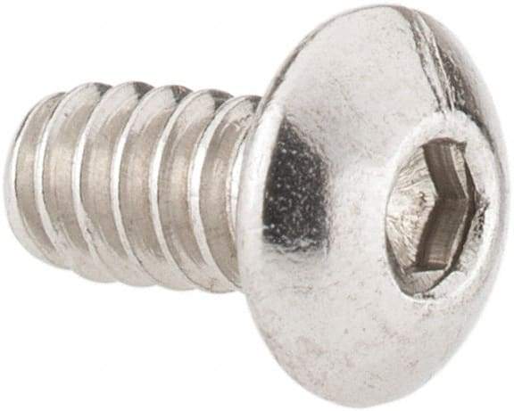 Value Collection - #6-32 UNC Hex Socket Drive, Button Screw - Grade 18-8 Stainless Steel, Uncoated, Fully Threaded, 1/4" Length Under Head - Eagle Tool & Supply