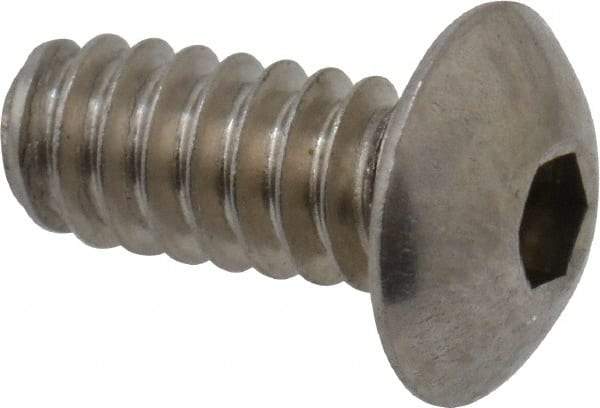 Value Collection - #6-32 UNC Hex Socket Drive, Button Screw - Grade 18-8 Stainless Steel, Uncoated, Fully Threaded, 5/16" Length Under Head - Eagle Tool & Supply