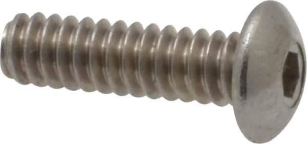 Value Collection - #6-32 UNC Hex Socket Drive, Button Screw - Grade 18-8 Stainless Steel, Uncoated, Fully Threaded, 1/2" Length Under Head - Eagle Tool & Supply