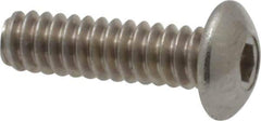 Value Collection - #6-32 UNC Hex Socket Drive, Button Screw - Grade 18-8 Stainless Steel, Uncoated, Fully Threaded, 1/2" Length Under Head - Eagle Tool & Supply